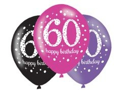 Baloane imprimate "60" - 28 cm - 6 buc.