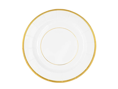 Farfurii de hârtie Elegant Gold alb - 20,5 cm - 6 buc.