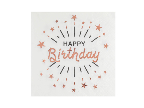 Șervețele Happy Birthday alb - 33 cm - 10 buc.