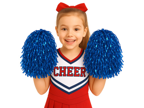 Pompoane majorete albastru metalic - 2 buc.