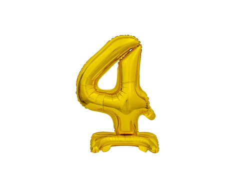 Balon din folie în picioare numărul 4 auriu - 38 cm