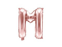 Balon din folie litera "M" roz și auriu - 35 cm