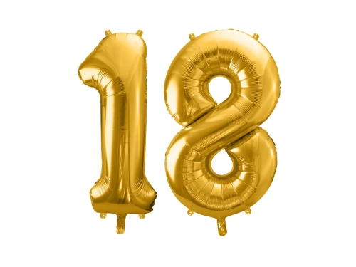 Baloane din folie numărul 18 auriu - 86 cm - 2 buc.