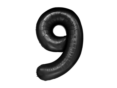 Balon din folie numărul 9 negru - 100 cm - 1 buc.