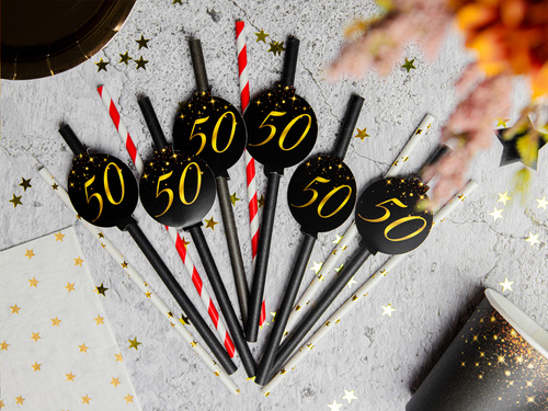 Paie negre strălucitoare pentru aniversarea a cincizeci de ani - 6 buc.