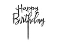 Topper pentru tort Happy Birthday negru - 1 buc.