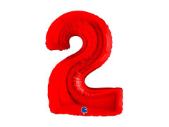 Balon din folie numărul 2 roșu - 40" - 1 buc.