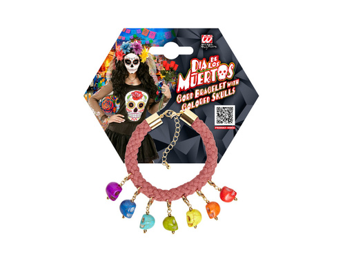 Brățară șnur cu 7 cranii colorate