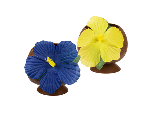Ceașcă hawaiiană din nucă de cocos cu floare - 1 buc.