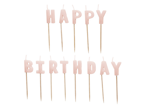 Happy Birthday lumânări spade - roz - 1 op.