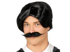 Peruca neagră cu mustață - 1 buc.