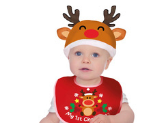 Set bavetă Crăciun + pălărie ren - 1 op.
