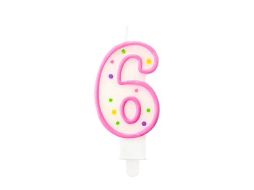 Lumânare număr șase cu puncte - 1 buc.