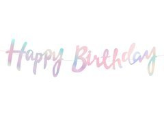 Banner holografic cu inscripția Happy Birthday - 110 cm - 1 buc.