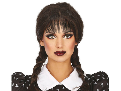 Peruca cu împletituri negre și franjuri - 1 buc.