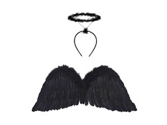 Aripi de înger negre cu aureolă - 80 x 30 cm - 1 buc.