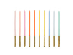 Lumânări pastelate pentru ziua de naștere - 14 cm - 10 buc.