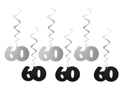 Decor suspendat vârtejuri aniversare 60 de ani - 6 buc.