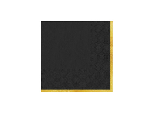 Șervețele de hârtie negre cu margine aurie - 33 cm - 10 buc.