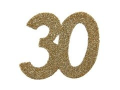 Decorațiune de masă cu sclipici număr 30 - 5 cm - 6 buc.