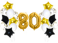 Set baloane aniversare 80 de ani aurii și negre - 21 buc.