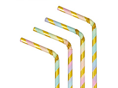 Paie de hârtie cu dungi colorate - 19,5 cm - 10 buc.