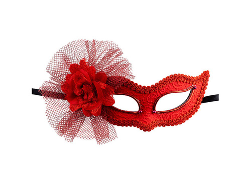 Mască de carnaval roșie cu floare