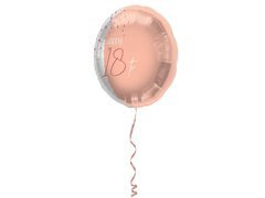 Balon din folie roz auriu Happy 18th - 45 cm - 1 buc.