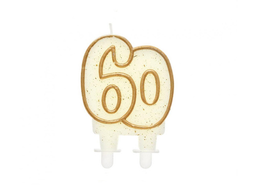 Lumânare aniversară 60 de ani cu margine aurie - 1 buc.