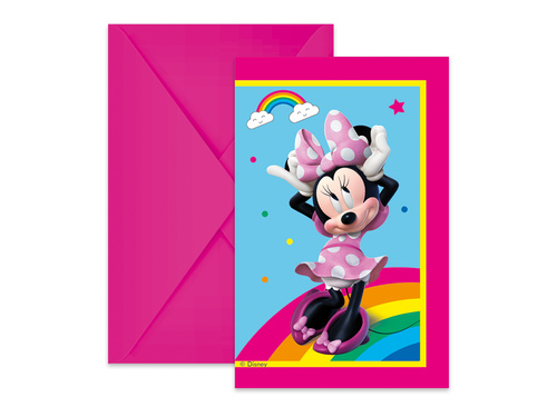 Invitații aniversare Minnie Mouse - 6 buc.