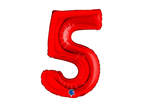 Balon din folie numărul 5 roșu - 14" - 1 buc.