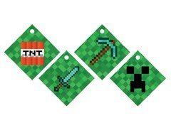 Pandantive sticlă cu panglică Pixels - 12 buc.