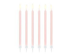 Lumânări roz strălucitoare pentru ziua de naștere - 14 cm - 12 buc.