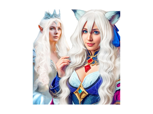 Peruca din par de vis alb cu bucle spiralate