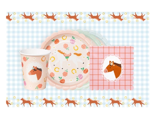 Set aniversar de hârtie cu cai - 37 buc.