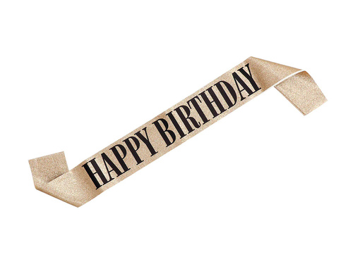 Eșarfă auriu Happy Birthday - 1 buc.