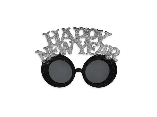 Ochelari Happy New Year negru și argintiu - 1 buc.