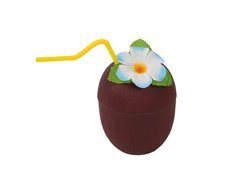 Ceașcă hawaiiană din nucă de cocos cu pai - 1 buc.