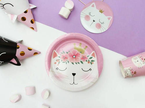 Farfurii roz pentru pisici - 18 cm - 6 buc.