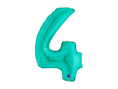 Balon din folie numărul 4 turcoaz - 14" - 1 buc.