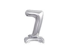 Balon din folie în picioare numărul 7 argintiu - 38 cm