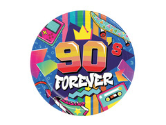 Farfurii de hârtie 90's Forever - 23 cm - 6 buc.