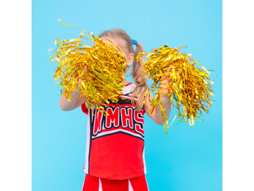 Pompoane aurii metalice pentru majorete - 2 buc.