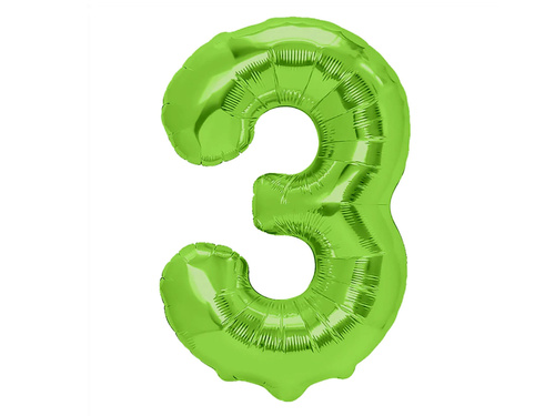 Balon folie verde numărul 3 - 100 cm - 1 buc.