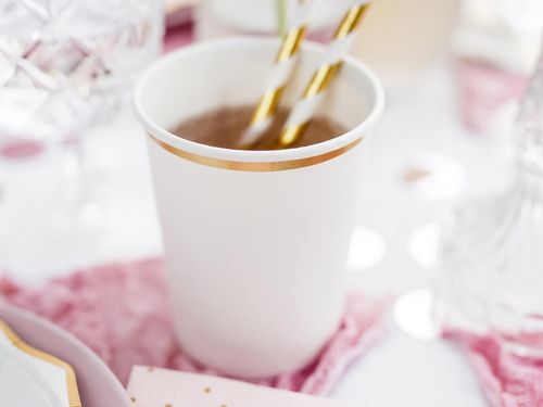 Cupe albe cu margine aurie - 260 ml - 6 buc.