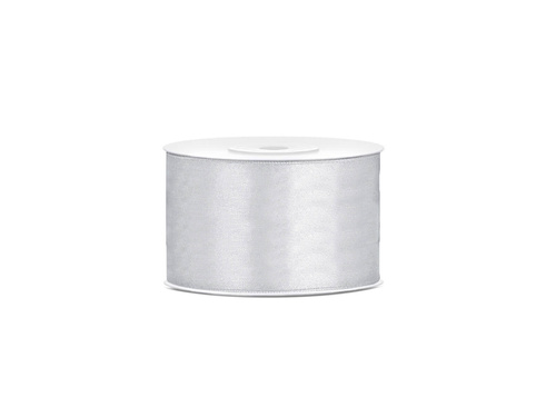 Panglică de satin, argintie, 38 mm/25 m, 1 buc.