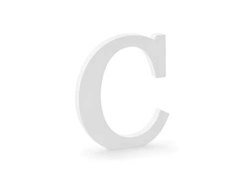 Decor din lemn litera C - alb