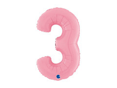 Balon din folie numărul 3 roz pastel - 26" - 1 buc.