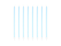 Lumânări albastre lungi pentru ziua de naștere - 15 cm - 8 buc.