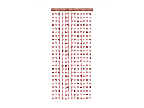 Cortina de inimi roz metalic auriu - 100 x 245 cm